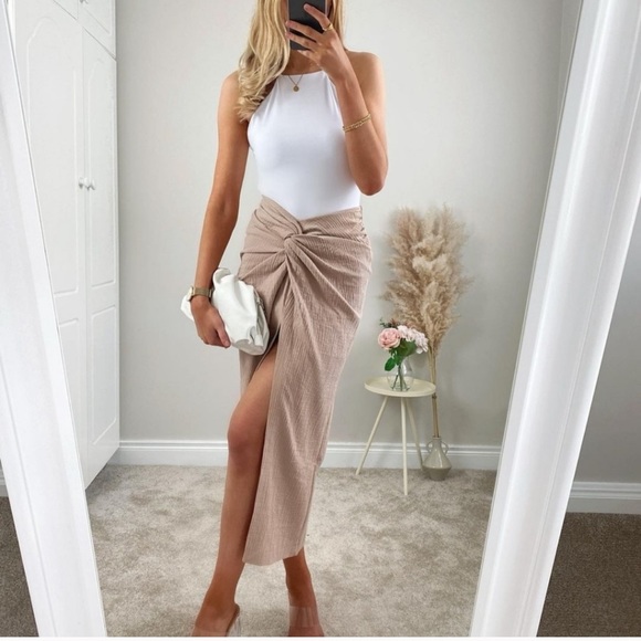 ZARA Textured Knotted Midi Skirt - Picture 9 of 13